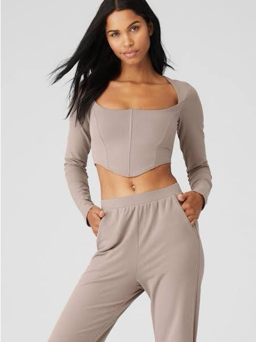 Alo Yoga Soft Sculpt Long Sleeve Top Taupe Medium